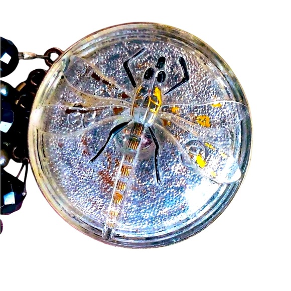 Vintage Dragonfly Button Bracelet set in S925 with Black Onyx and Pearls - Picture 3 of 14